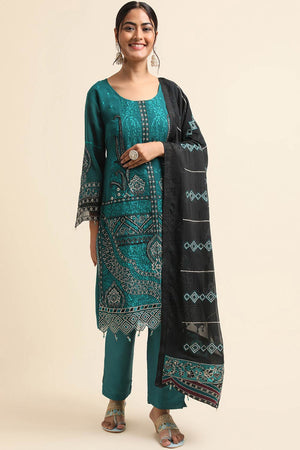 Teal Green Faux Georgette Pakistani Suit