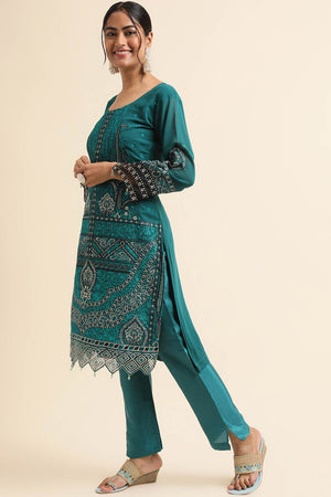Teal Green Faux Georgette Pakistani Suit