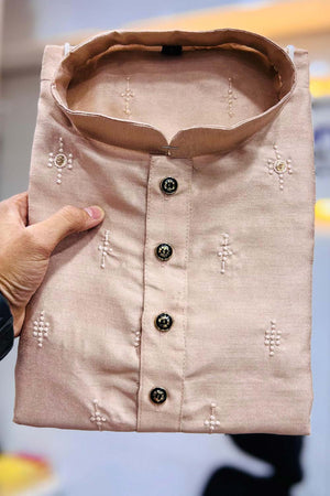 Orange Embroidered Silk Kurta Pajama Set