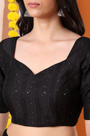 Black Embroidered Georgette Blouse (SNRI-007-BLCK)