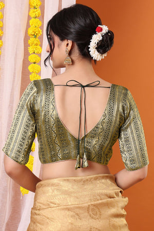 Green Woven Brocade Blouse (SNRI-017-GREN)