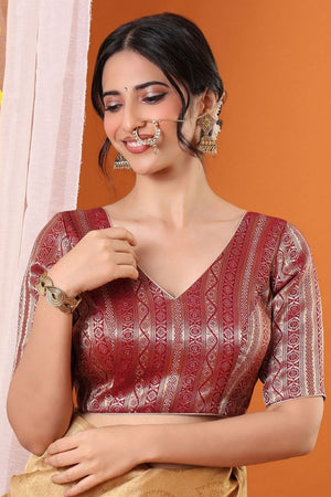Maroon Woven Brocade Blouse (SNRI-018-MRON)