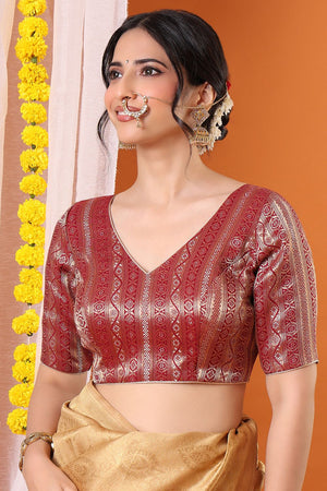 Maroon Woven Brocade Blouse (SNRI-018-MRON)