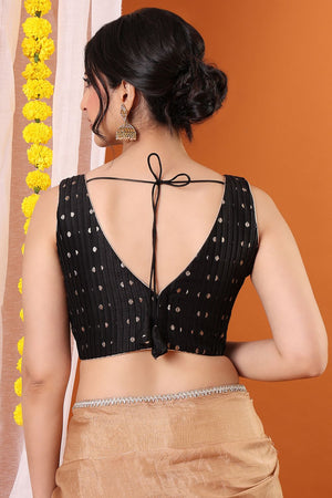 Black Woven Silk Blouse (SNRI-019-BLCK)