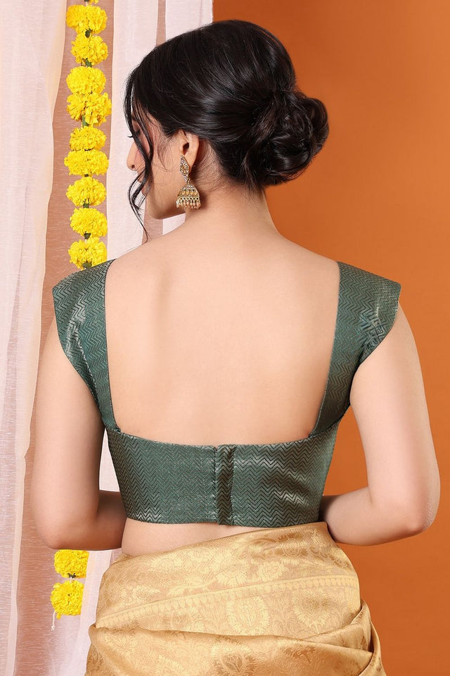 Green Woven Brocade Blouse (SNRI-022-GREN)