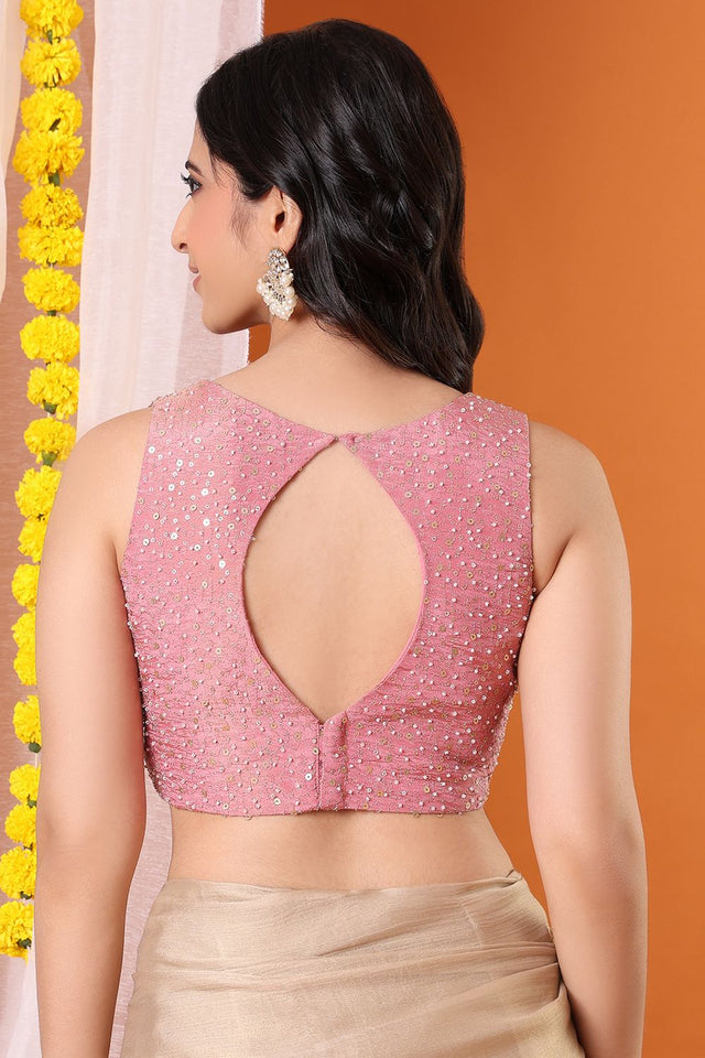 Pink Woven Georgette Blouse (SNRI-023-PINK)
