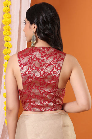 Maroon Woven Brocade Blouse (SNRI-024-MRON)