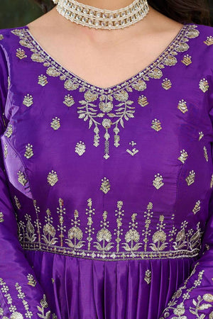 Blue Sequin with Embroidered Silk Gown (SP-12- Blue)