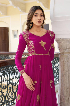 Violet Sequin with Embroidered Georgette Gown (SP-30-Purple)