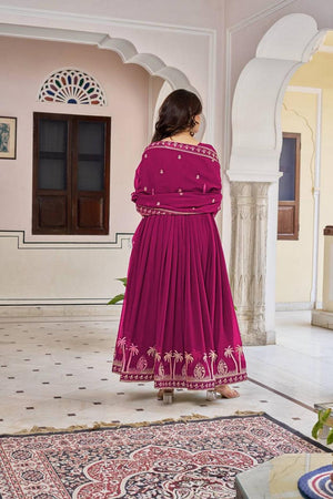 Violet Embroidered Georgette Gown (SP-31-Purple)