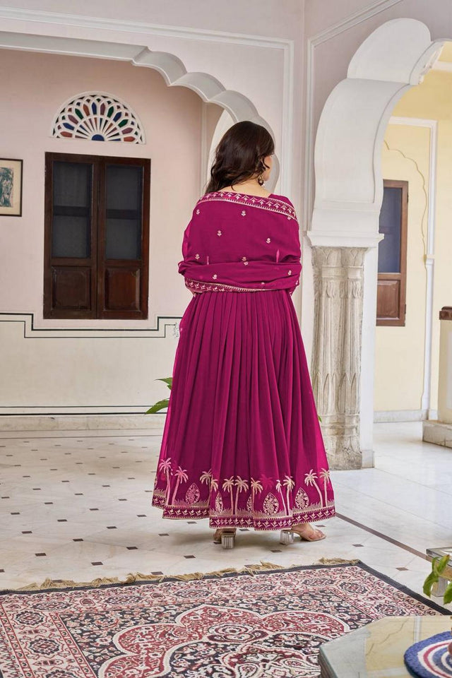 Violet Embroidered Georgette Gown (SP-31-Purple)