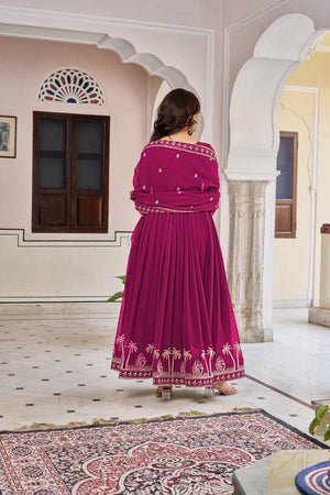 Violet Embroidered Georgette Anarkali Suits