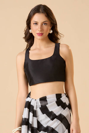 Black Solid Silk Blouse