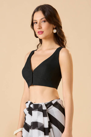 Black Solid Cotton Blouse