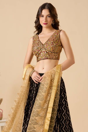 Black Embroidered Georgette Blouse