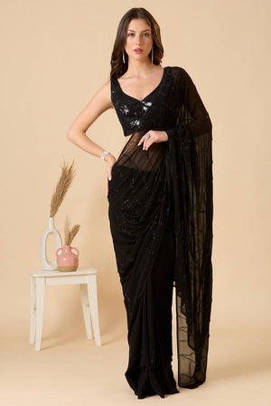 Black Embellished Georgette Blouse