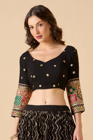 Black Embroidered Georgette Blouse