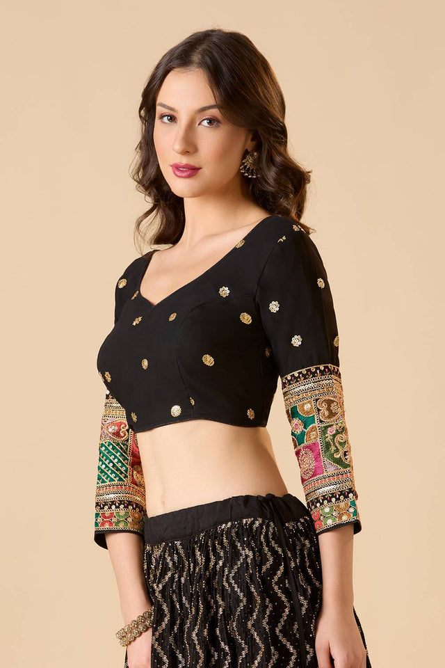Black Embroidered Georgette Blouse