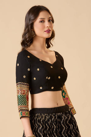Black Embroidered Georgette Blouse