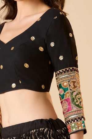 Black Embroidered Georgette Blouse