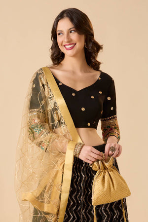 Black Embroidered Georgette Blouse