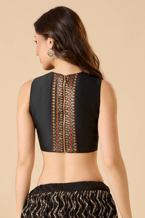 Black Solid Silk Blouse