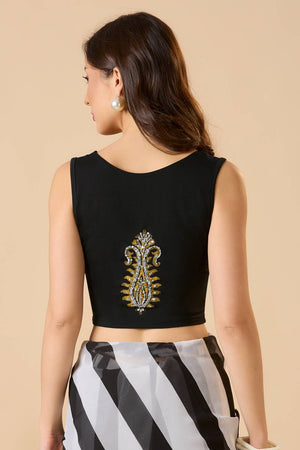 Black Printed Lycra Blouse