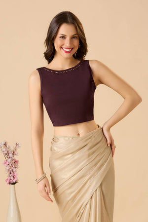 Maroon Printed Lycra Blouse