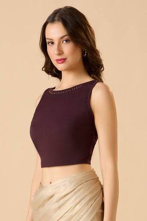 Maroon Printed Lycra Blouse