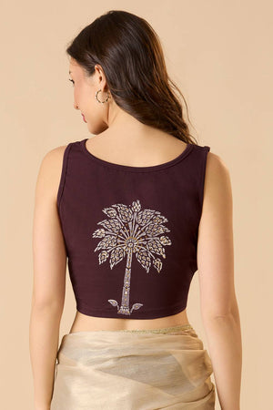 Maroon Printed Lycra Blouse