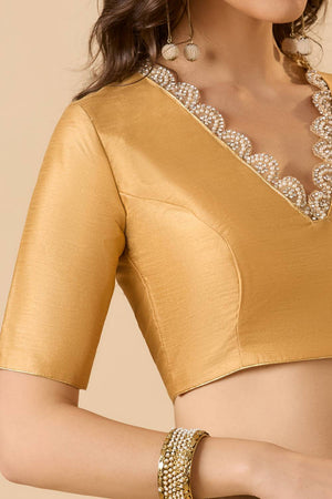 Gold Solid Silk Blouse