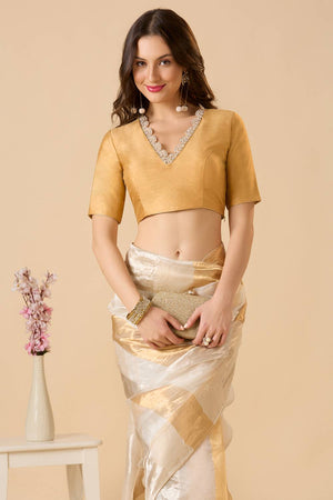 Gold Solid Silk Blouse