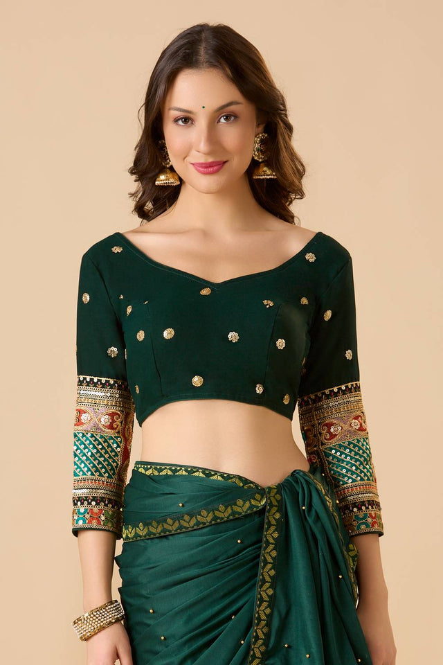 Green Embroidered Georgette Blouse