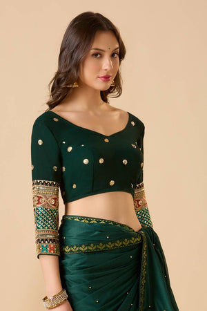 Green Embroidered Georgette Blouse