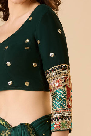 Green Embroidered Georgette Blouse