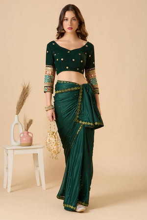 Green Embroidered Georgette Blouse