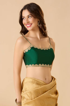 Green Solid Silk Blouse