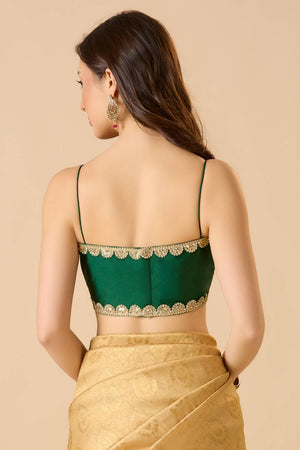 Green Solid Silk Blouse