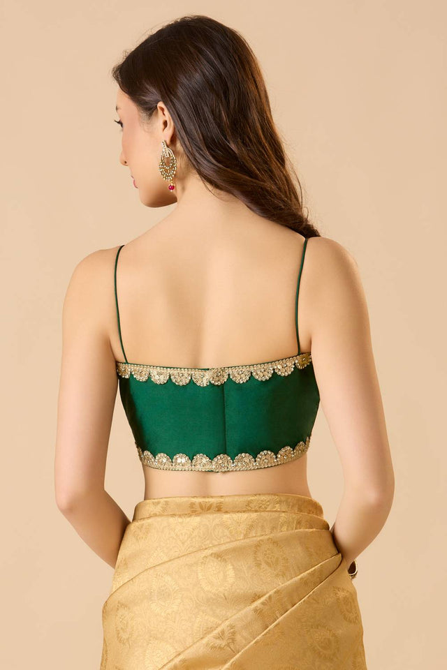 Green Solid Silk Blouse