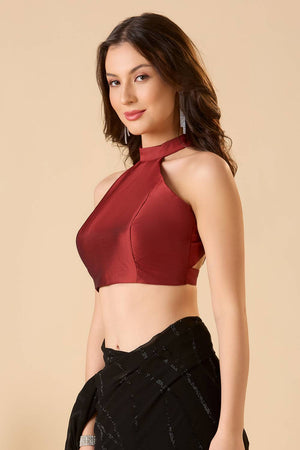 Maroon Solid Silk Blouse