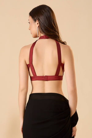 Maroon Solid Silk Blouse