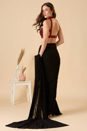 Maroon Solid Silk Blouse