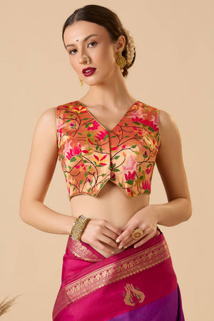 Multi Color Woven Silk Blouse