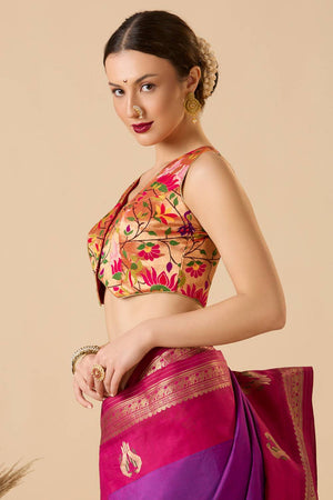 Multi Color Woven Silk Blouse