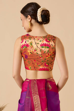 Multi Color Woven Silk Blouse