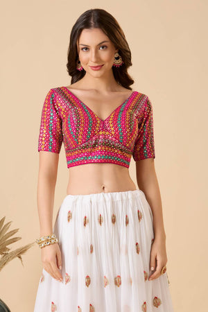 Multi Color Embroidered Georgette Blouse