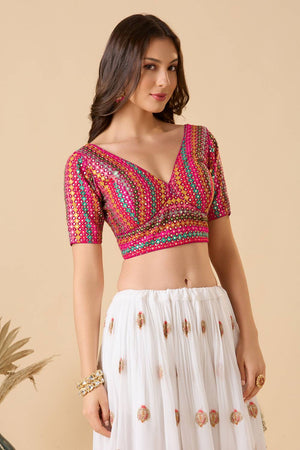 Multi Color Embroidered Georgette Blouse