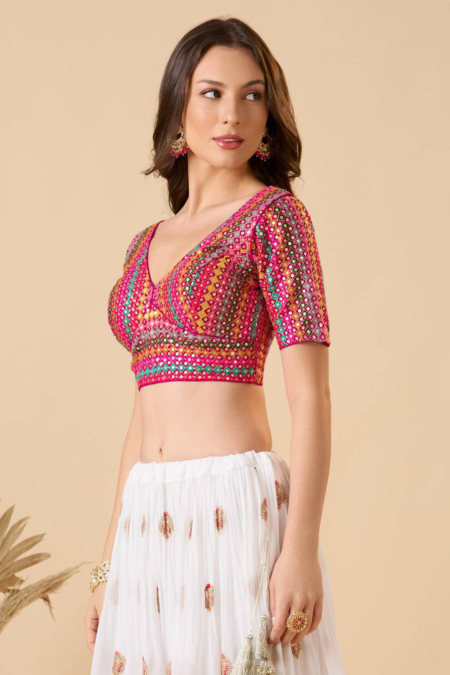 Multi Color Embroidered Georgette Blouse