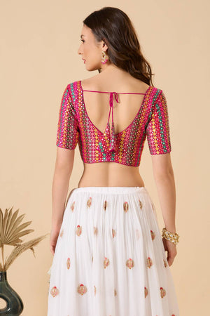 Multi Color Embroidered Georgette Blouse