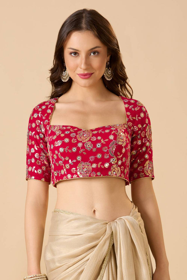 Pink Embellished Georgette Blouse